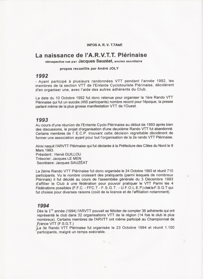 historique arvtt